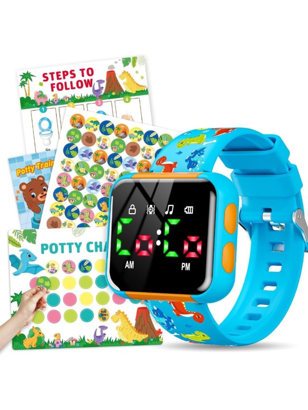 Water-Resistant Potty Training Watch & Chart for Kids, Adjustable Volume